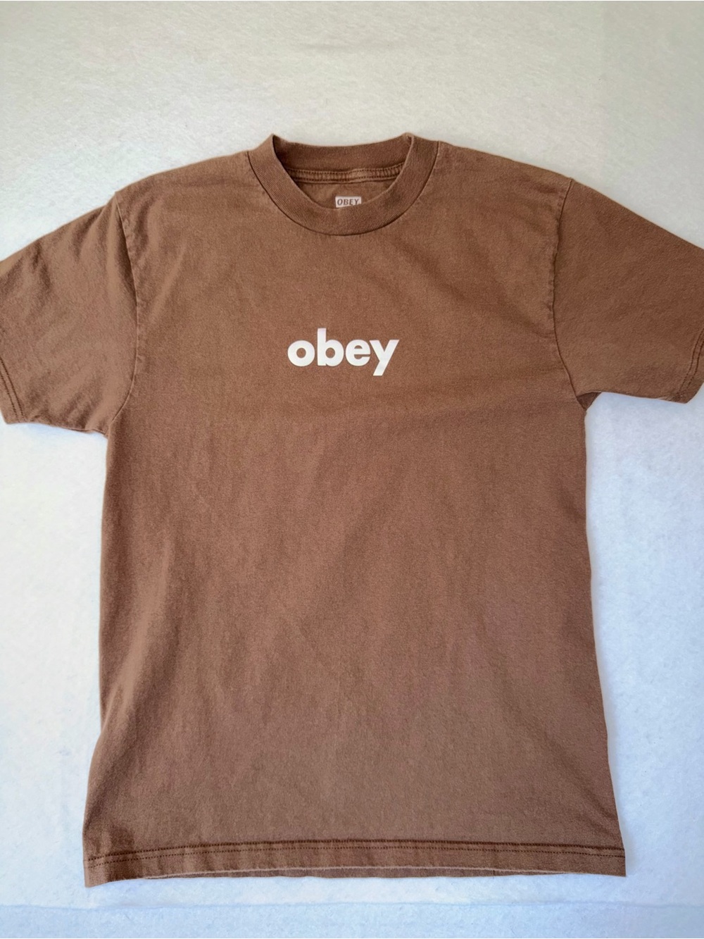 Men's Obey Brown Tee with White Logo